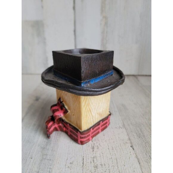 Snowman face happy tealight holder hat scarf Xmas figure - Picture 4 of 7